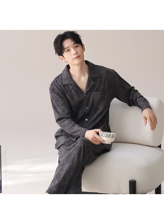 Your Sun Yiershuang Men's Pure Cotton Pajamas Autumn Winter New Long Sleeve Long Pants Full Cotton Homewear Casual Set - Image 3