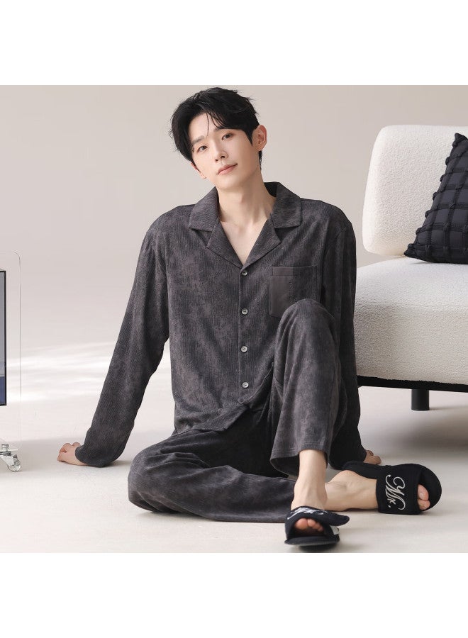 Your Sun Yiershuang Men's Pure Cotton Pajamas Autumn Winter New Long Sleeve Long Pants Full Cotton Homewear Casual Set - Image 1