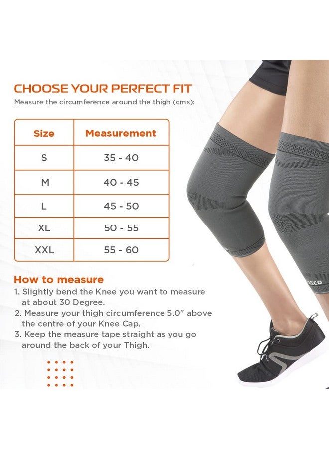 VISSCO Vissco Stretchable 2D Knee Cap, Knee Support for Pain Relief and Injury, Knee Braces for Walking, Running, Gym, Workout, Weightlifting. (IN PAIR) -Medium (Grey) - Image 2