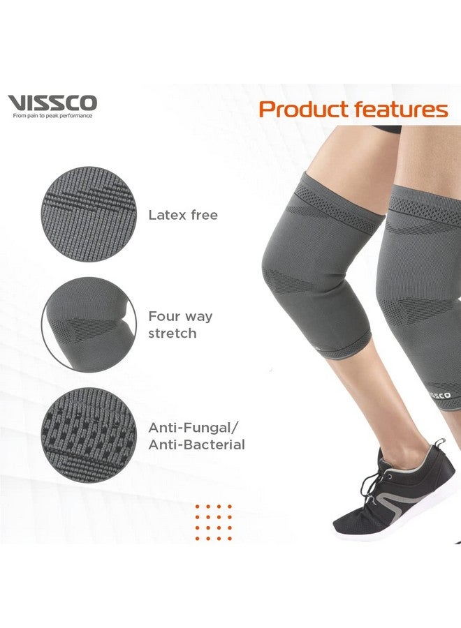VISSCO Vissco Stretchable 2D Knee Cap, Knee Support for Pain Relief and Injury, Knee Braces for Walking, Running, Gym, Workout, Weightlifting. (IN PAIR) -Medium (Grey) - Image 4