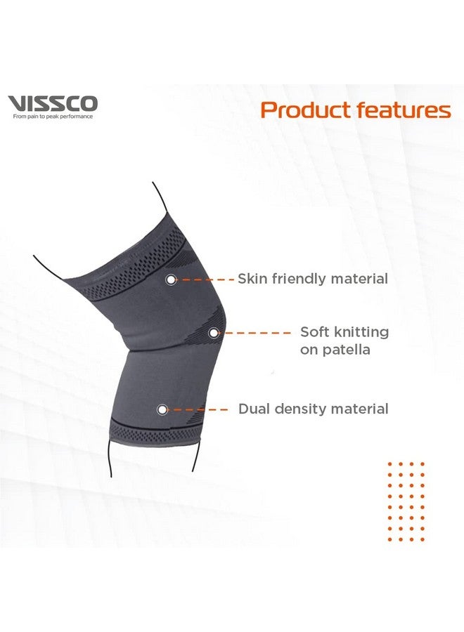 VISSCO Vissco Stretchable 2D Knee Cap, Knee Support for Pain Relief and Injury, Knee Braces for Walking, Running, Gym, Workout, Weightlifting. (IN PAIR) -Medium (Grey) - Image 3