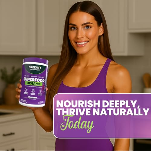 Greens+ Organic Wild Berry Superfood Powder, Antioxidant Polyphenol, Blend for Morning Kick, Energy, Vitality Boost, Nutrition, Vibrant Health, Dietary Supplement, Vegan Soy/Dairy/Gluten Free(8.46oz) - Image 3