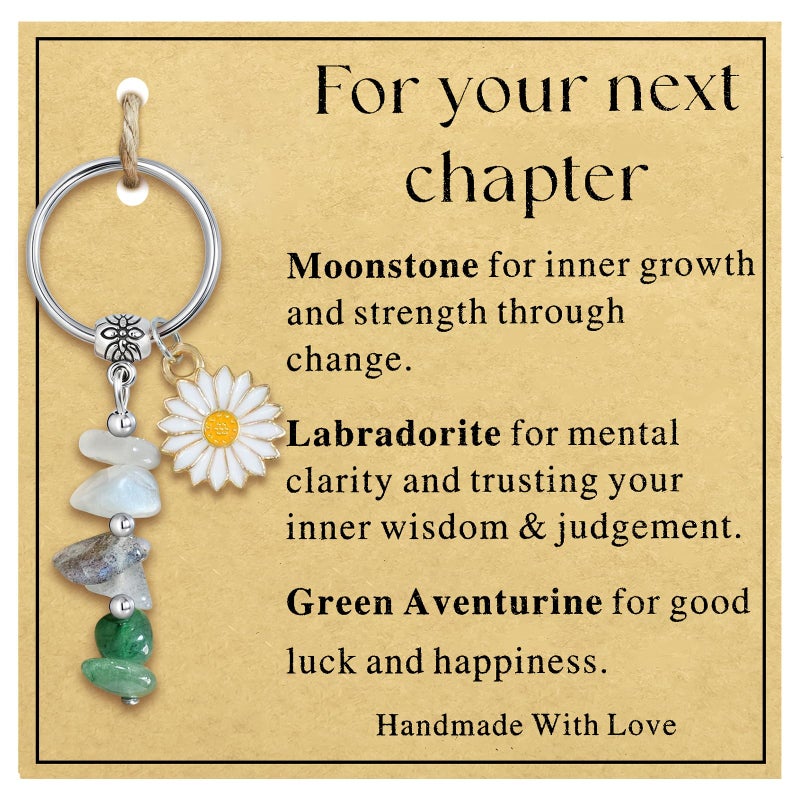 mintolex Natural Crystal Keychain Gift Healing Stones Key Ring Gift for Graduation New Job Moving Away, For Your Next Chapter - Image 1