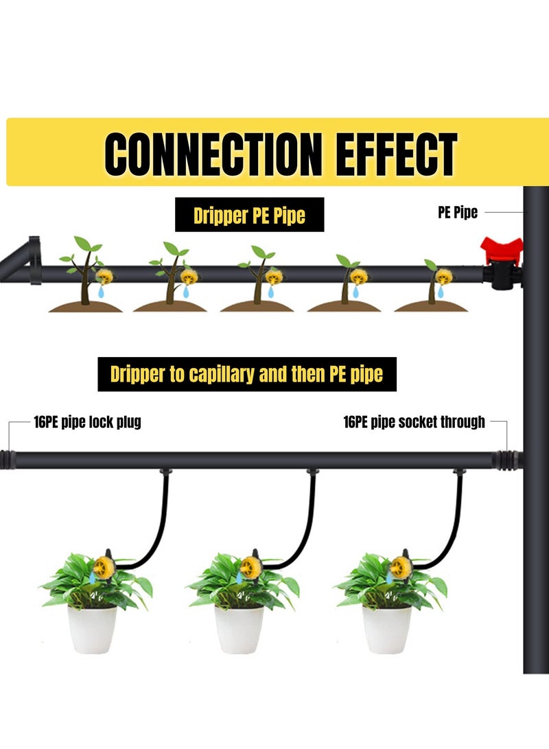 SYOSI Drip Irrigation Emitters, 50pcs Drip Irrigation Pressure Regulator, Adjustable Irrigation Drippers Sprinklers 360 Degree 1/4 Inch Barbed Anti-Clogging Drippers for Garden Watering System - Image 3