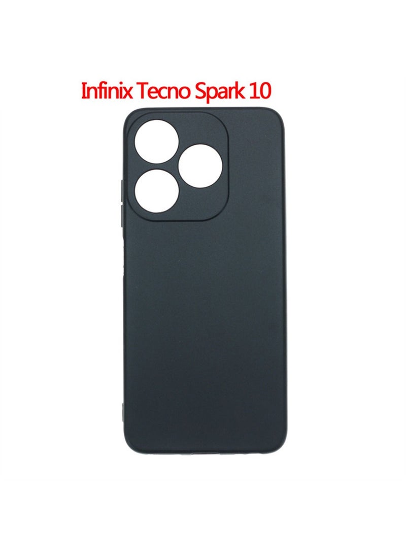Infinix Tecno Spark 10 4G Case Cover with Anti Fingerprint and Scratch Prevention Shockproof Silicon TPU Back Cover with Lens Camera Body Protection Black - Image 1