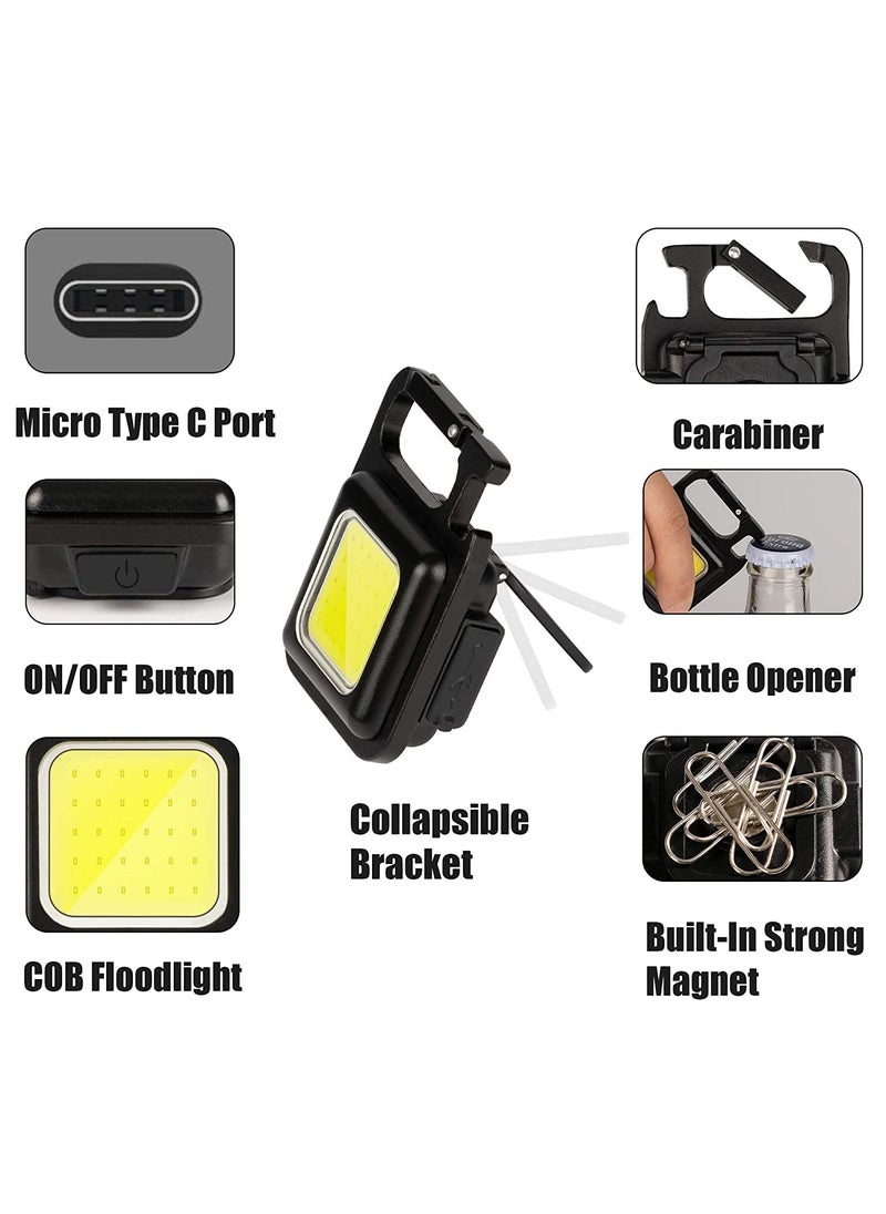Decorcrafts Decorcrafts Small Flashlights 800Lumens Bright Rechargeable Keychain Mini Flashlight 3 Light Modes Portable Pocket Light with Folding Bracket Bottle Opener and Magnet Base for Fishing  - Image 4