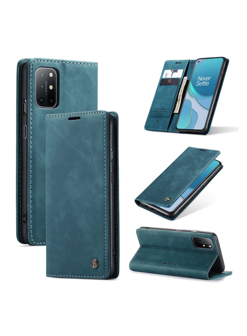 CaseMe Oneplus 8T Case Wallet, for Oneplus 8T Wallet Case Book Folding Flip Folio Case with Magnetic Kickstand Card Slots Protective Cover - Green - Image 1