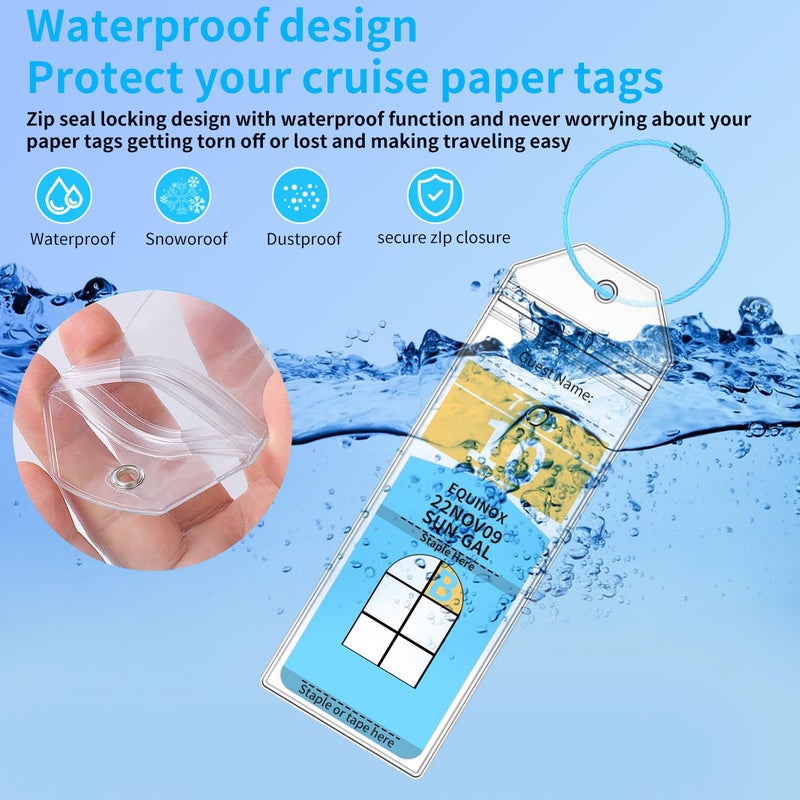 XIANGXING Royal Caribbean Luggage Tag Holders, 10 Pack Zip Seal Clear Cruise Luggage Tag Holder with Steel Loops for Royal Caribbean & Celebrity Cruise Essentials (10 Pcs with 10 Colors Ring) - Image 4