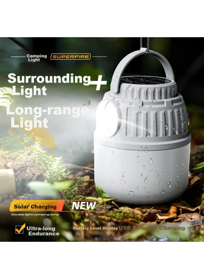 Supfire Outdoor Rechargeable Camping Light, Solar Lantern, Tent Light, Emergency Equipment, Hanging Light, Power Outage Home Use - Image 1