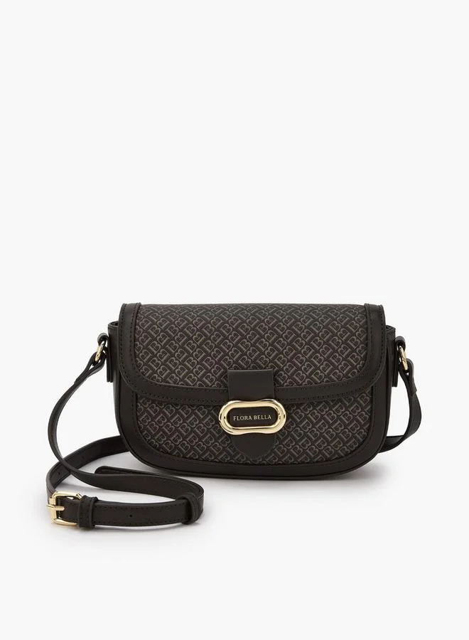 Flora Bella By Shoexpress Flora Bella Monogram Print Crossbody Bag with Adjustable Strap