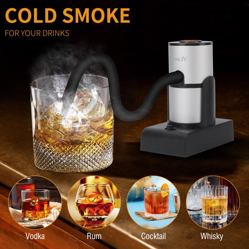Boruit SK305 Drink Smoke Gun Cocktail Smoker Kit with Wood Chips, Whiskey Meat Bbq Cheese Smoking Infuser Portable Cold Flavour Dry Blaster - Image 3