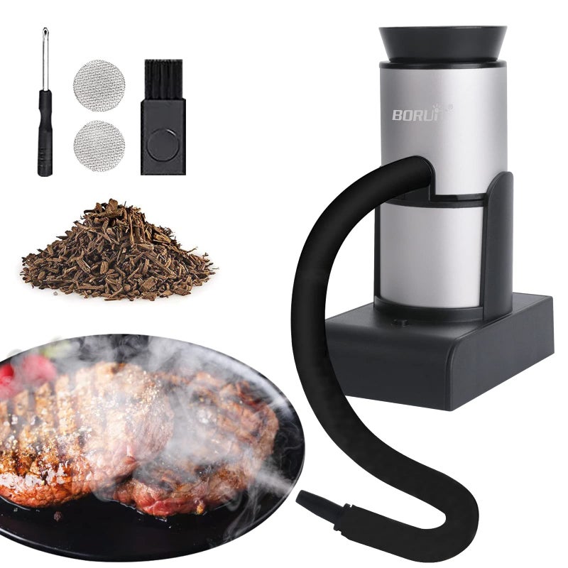 Boruit SK305 Drink Smoke Gun Cocktail Smoker Kit with Wood Chips, Whiskey Meat Bbq Cheese Smoking Infuser Portable Cold Flavour Dry Blaster - Image 1