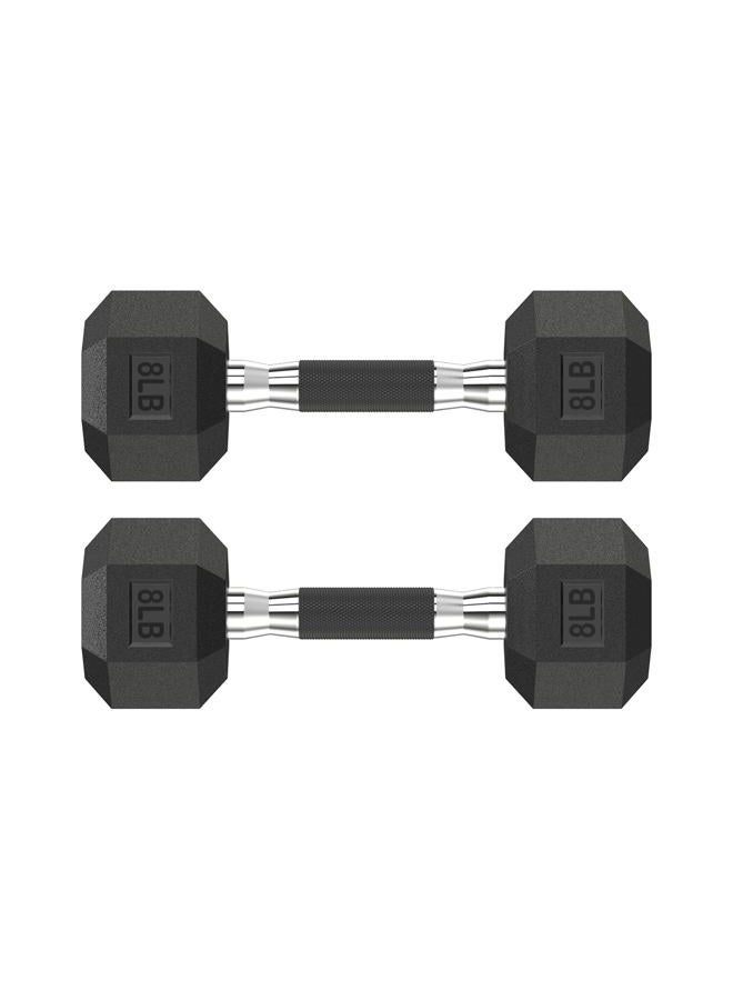 HANDBODE Hex Rubber Dumbbells, Non-Slip Handle Design for Secure & Comfortable Grip, Hand Weights for Strength Training and Home Gym/Pair of 8 LB - Image 1