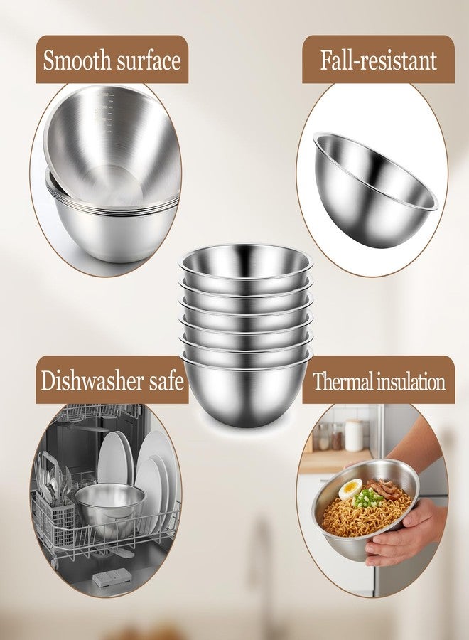 Xosjska 12 Pcs Stainless Steel Mixing Bowls with Graduations, Stainless Steel Bowls, Nesting Metal Prep Salad Bowl, Metal Serving Reusable Baking Food Storage Containers for Kitchen Cooking(9 x 3.5 Inch) - Image 4