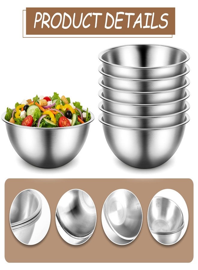 Xosjska 12 Pcs Stainless Steel Mixing Bowls with Graduations, Stainless Steel Bowls, Nesting Metal Prep Salad Bowl, Metal Serving Reusable Baking Food Storage Containers for Kitchen Cooking(9 x 3.5 Inch) - Image 3