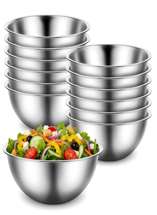Xosjska 12 Pcs Stainless Steel Mixing Bowls with Graduations, Stainless Steel Bowls, Nesting Metal Prep Salad Bowl, Metal Serving Reusable Baking Food Storage Containers for Kitchen Cooking(9 x 3.5 Inch) - Image 1