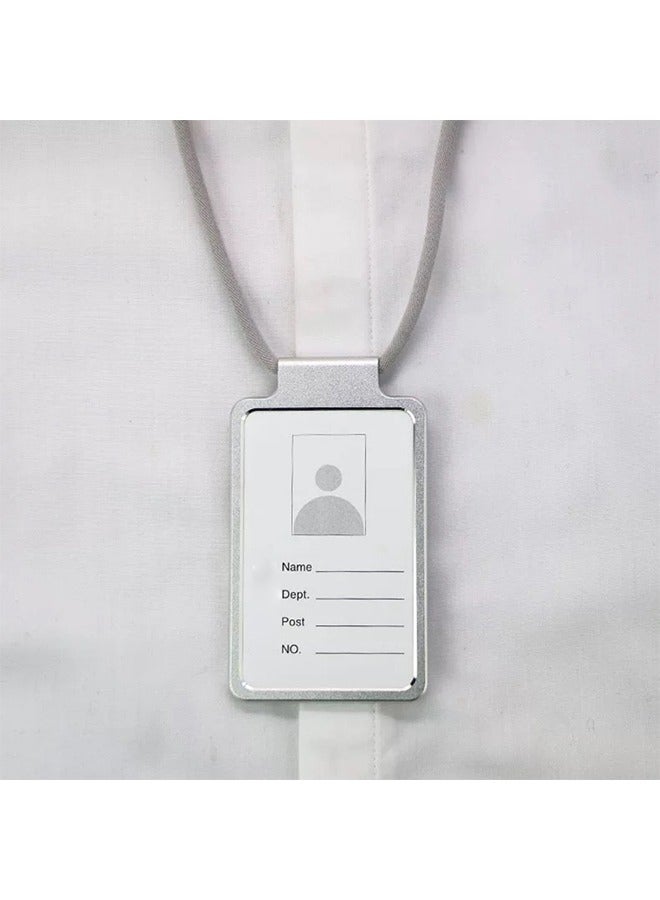 ID Card Holder Business Card Office Card Holder Photocard Holder Aluminum Alloy (Grey) - Image 2