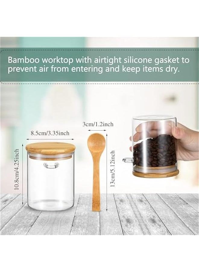 HOOKOR Set of 6 Clear Airtight Glass Jars with Bamboo Lids and Spoon 450ml(15 oz) Airtight Small Glass Jars for Sealed Sugar Food Coffee Bean Salt Spice Tea Overnight Oats Candy Condiment  - Image 2