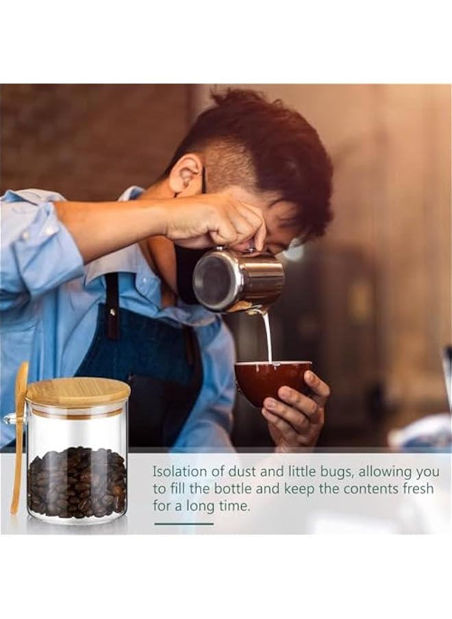 HOOKOR Set of 6 Clear Airtight Glass Jars with Bamboo Lids and Spoon 450ml(15 oz) Airtight Small Glass Jars for Sealed Sugar Food Coffee Bean Salt Spice Tea Overnight Oats Candy Condiment  - Image 4