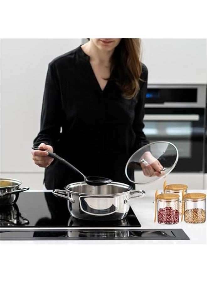 HOOKOR Set of 6 Clear Airtight Glass Jars with Bamboo Lids and Spoon 450ml(15 oz) Airtight Small Glass Jars for Sealed Sugar Food Coffee Bean Salt Spice Tea Overnight Oats Candy Condiment  - Image 5