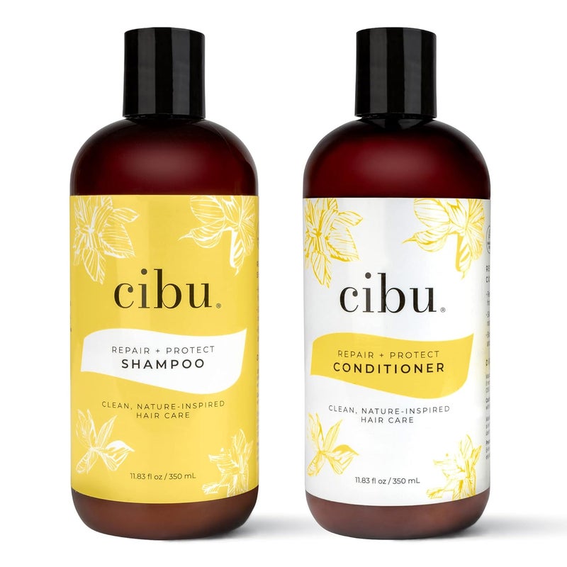 cibu Repair + Protect Shampoo and Conditioner Bundle 90002 Restores Damaged Hair - Protects From Breakage - Safe for Color-Treated Hair 11.83oz 2 Pack