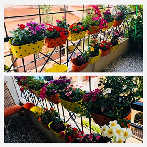 ecofynd Poppy Railing Planters for Balcony, Hanging Pots for Plants, Wall Hanging Decorative Planters for Vertical Garden, Color - Shine, Pack of 3 - Image 4