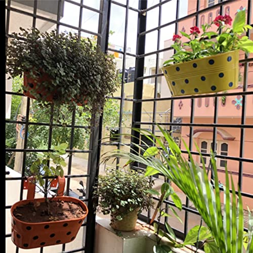 ecofynd Poppy Railing Planters for Balcony, Hanging Pots for Plants, Wall Hanging Decorative Planters for Vertical Garden, Color - Shine, Pack of 3 - Image 5