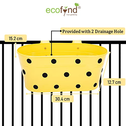 ecofynd Poppy Railing Planters for Balcony, Hanging Pots for Plants, Wall Hanging Decorative Planters for Vertical Garden, Color - Shine, Pack of 3 - Image 3