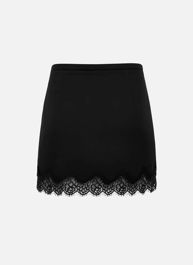 Lichi  Satin mini skirt with lace trim for Women | Best Price UAE
