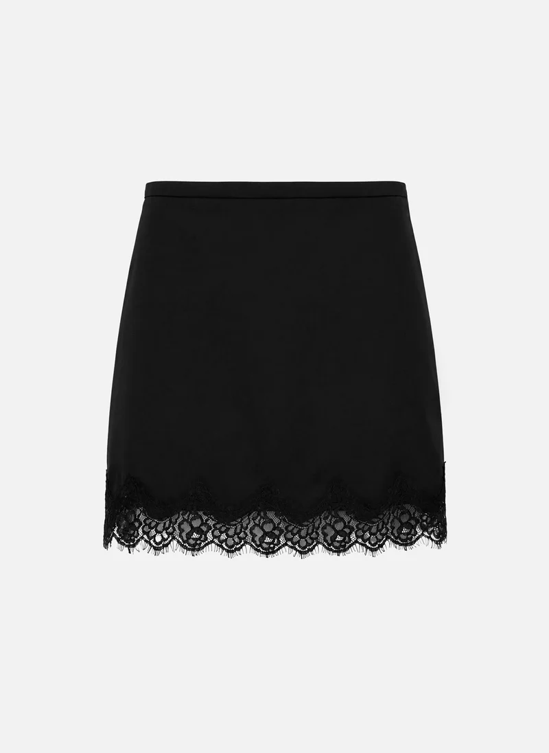 Lichi  Satin mini skirt with lace trim for Women | Best Price UAE