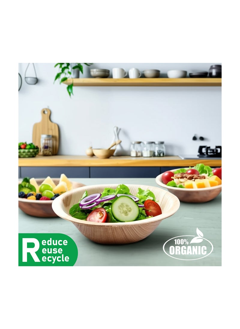 EcoEdge EcoEdge 7 Inch Round Areca Palm Leaf Disposable Bowl (Pack of 25) | Eco Conscious, Naturally Crafted, Biodegradable, Recyclable | Hot and Cold use, Plastic Free, Renewable | 100% Compostable  - Image 2
