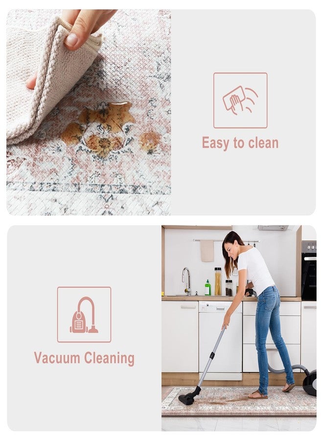 KIMODE Anti Fatigue Mats for Kitchen Floor, Boho Floral Kitchen Rugs Sets of 2, Cushioned Kitchen Floor Mats, Comfort Standing Desk Mat for Sink, Laundry, Desk Pink Multi 17"x47"+17"x29" - Image 5