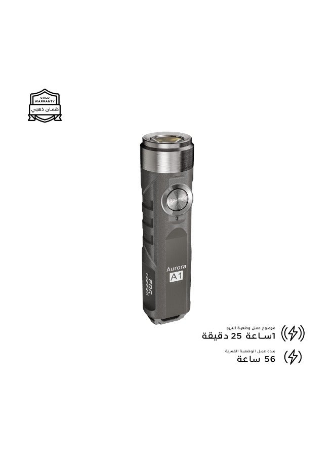 كشاف ميدالية روفي فون A1 - 650 لومنز - مدى 110 متر - بطارية 330 مللي أمبير - شحن تايب سي - لون رمادي - Image 2
