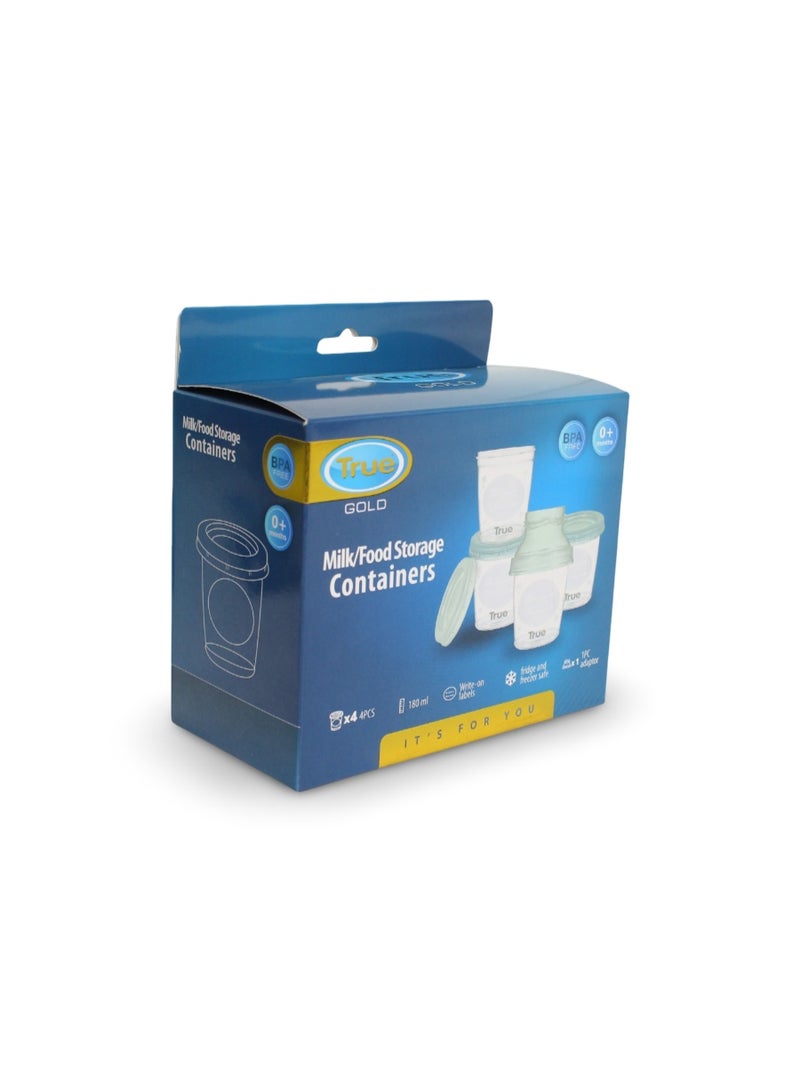 ترو عبوات تخزين الحليب والطعام من ترو جولد، سعة 180 مل - عبوة من 4 قطع - Image 1