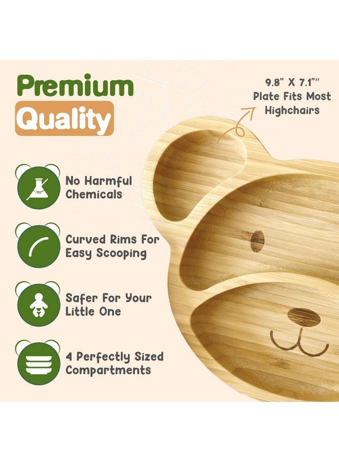 Linda's Essentials Bamboo Plates for Kids - Baby & Toddler Plates with Suction for Feeding & Weaning, Eco-Friendly Bear Design Promotes Self-Feeding, Ideal for Busy Moms & Dads, Sturdy & BPA-Free (Blue) - Image 3