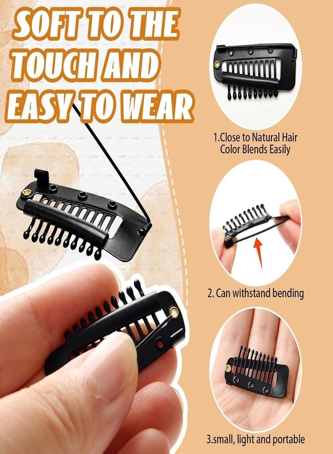 Rinpoche Chunni Clips With Safety Pins 10 Teeth Wig Clips Strong Dupatta Grip Clip Flat Dupatta Setting Clips Hair Extension Clips For Woman Hijab Veil Hair Extensions Hairpieces Pack of-6 (Black) (black) - Image 4