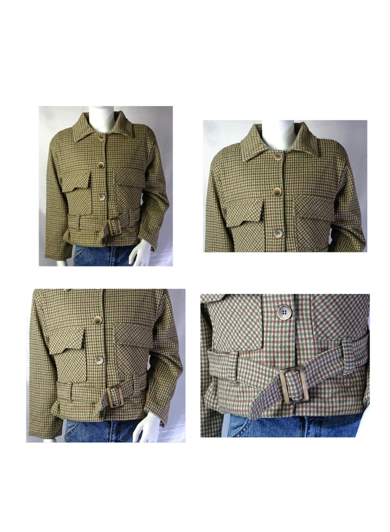 شلــــتر صناعة تركية فاخرة؛ جاكيت بنات بأزرار و حزام خصر لفصل الخريف و الشتاء من مجموعة شلـــتر 35584 - Image 1