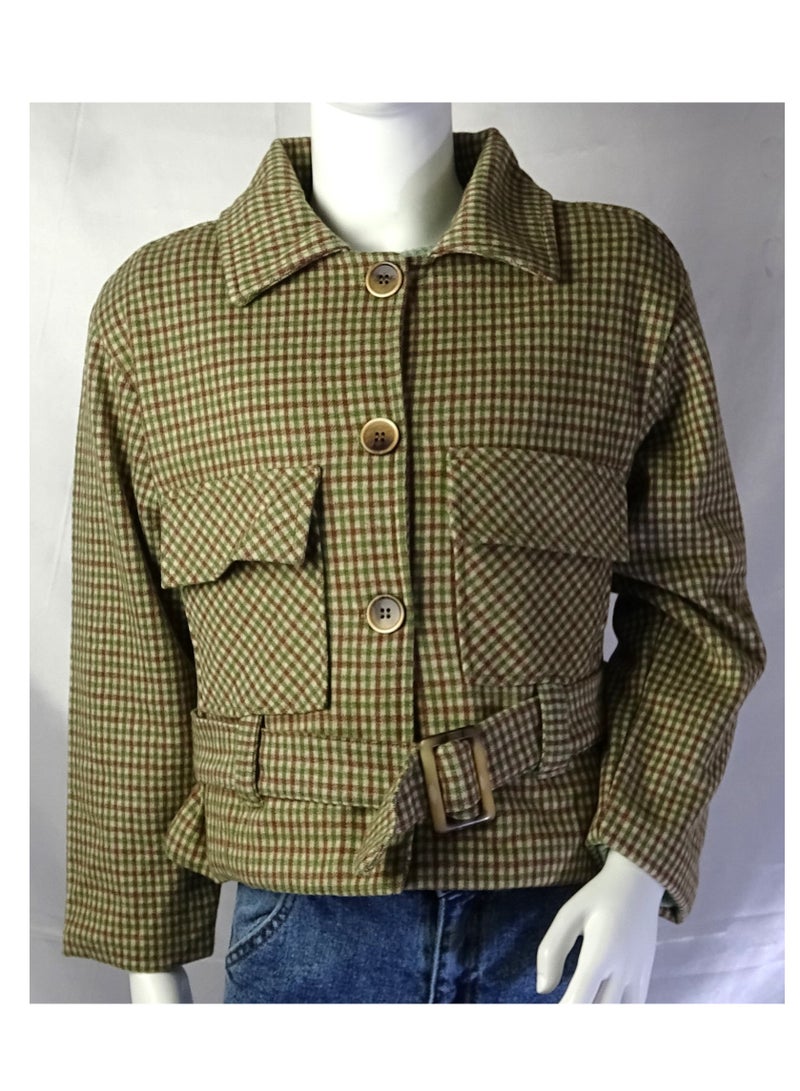 شلــــتر صناعة تركية فاخرة؛ جاكيت بنات بأزرار و حزام خصر لفصل الخريف و الشتاء من مجموعة شلـــتر 35584 - Image 2