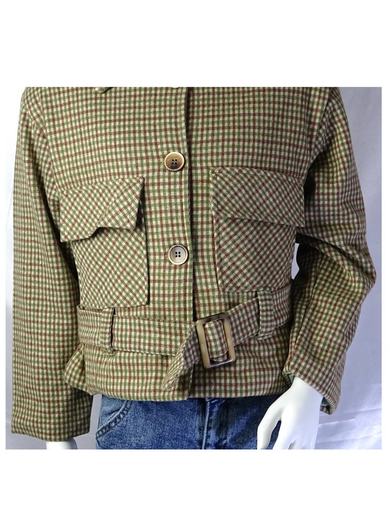 شلــــتر صناعة تركية فاخرة؛ جاكيت بنات بأزرار و حزام خصر لفصل الخريف و الشتاء من مجموعة شلـــتر 35584 - Image 4