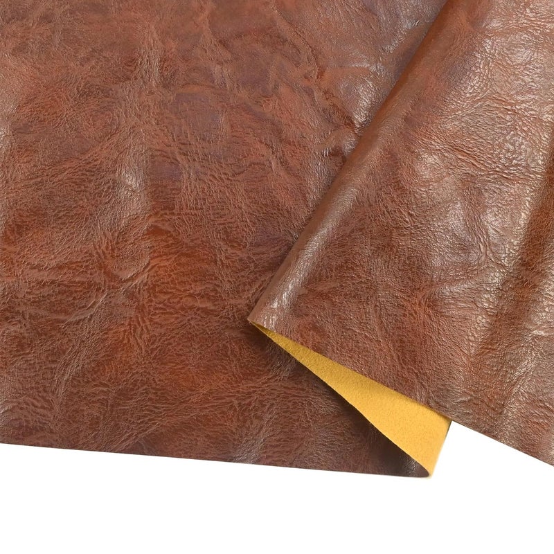 Yoquare 100cm x 140cm （39 x 54 Inch） Soft Leather Fabric - Faux Leather Fabric -1mm Thick for Upholstery - DIY Crafts - Brown Crazy Horse Distress - Image 1