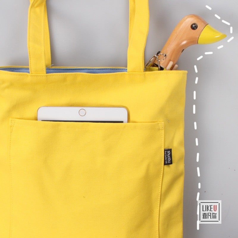 Women's Plain Canvas Shoulder Bag - Image 3
