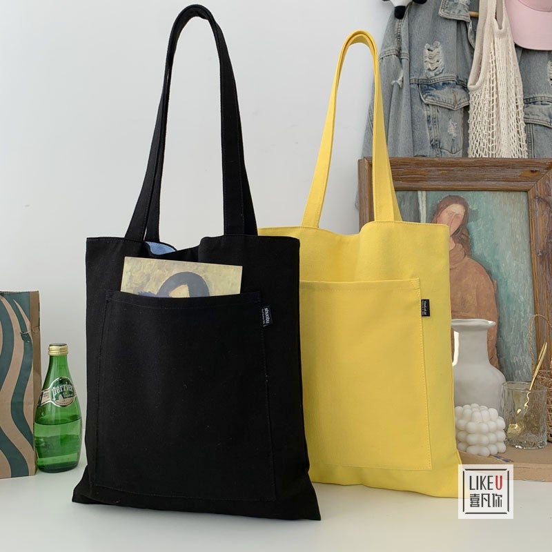 Women's Plain Canvas Shoulder Bag - Image 4