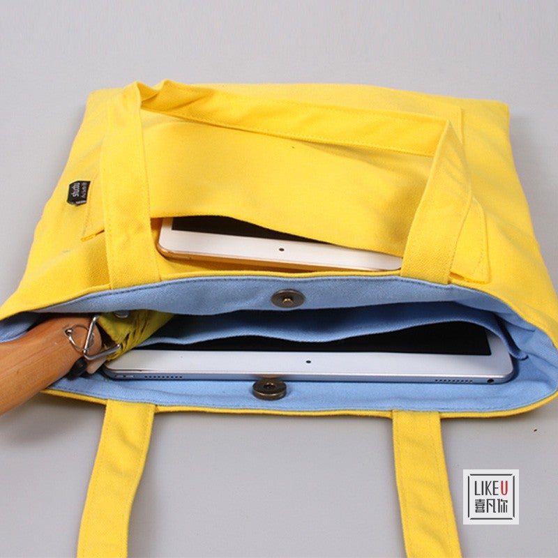 Women's Plain Canvas Shoulder Bag - Image 2