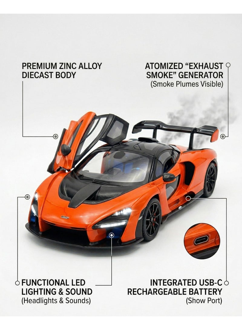 مكلارين McLaren Senna 1:24 Diecast Model Car – Rechargeable Smoke & Light Effects  - Assorted - 01 Pcs - Image 2