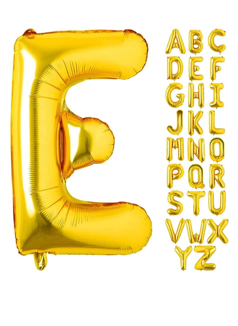 Party with Emma Gold Letter A to Z Balloons 32 inch Large Alphabet Balloons Gold Helium Foil Letter Balloon Banner for Birthday Party Anniversary Wedding Decoration (Gold-E)  - Image 1