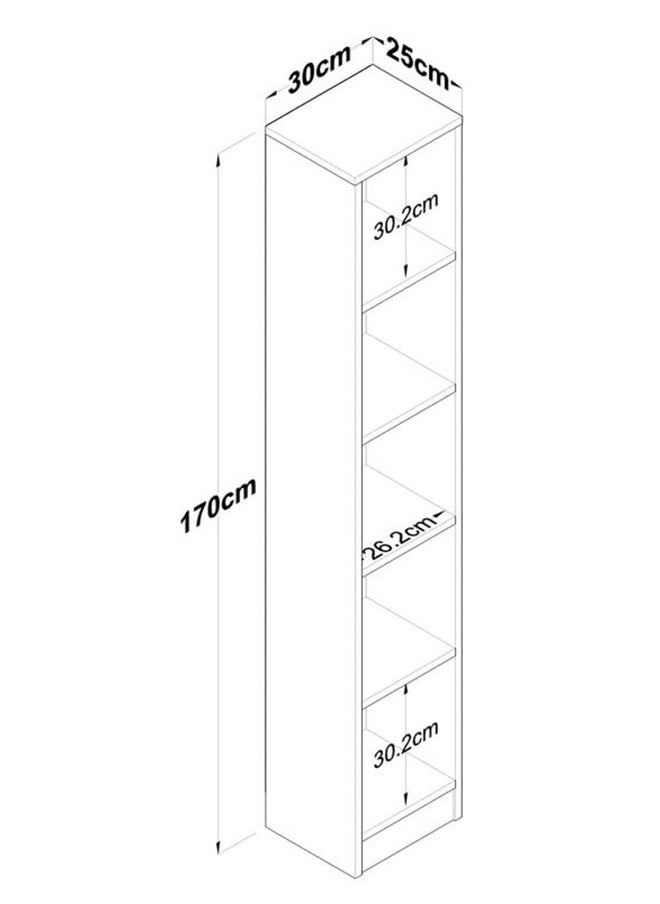 Home Canvas - Home Canvas Bookshelf with 5 Shelves Study Room Library Modern Wall Shelf Basket Walnut - Image 1