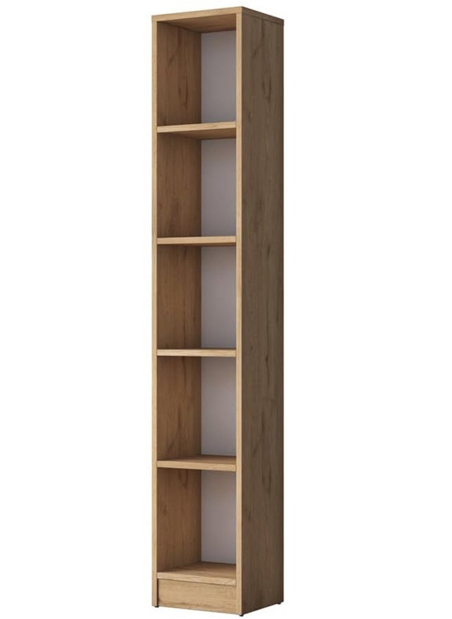 Home Canvas - Home Canvas Bookshelf with 5 Shelves Study Room Library Modern Wall Shelf Basket Walnut - Image 1