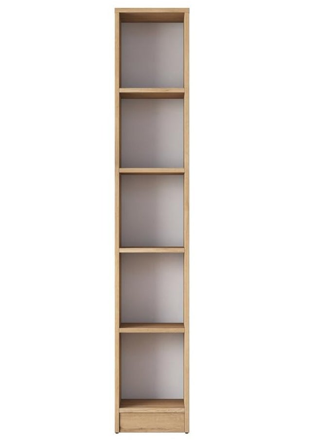 Home Canvas - Home Canvas Bookshelf with 5 Shelves Study Room Library Modern Wall Shelf Basket Walnut - Image 1