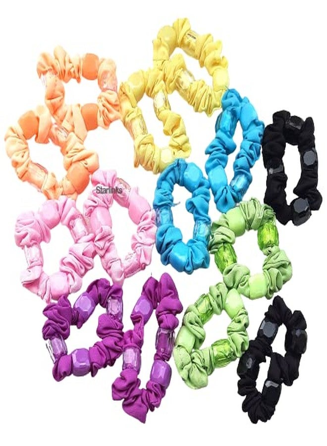Starlinks Brilliant Colour Satin Hair Scrunchies for Women, Girls and Babies. Ties Bands Multicolour (Colour Type-44 -Qty-14nos) - Image 2