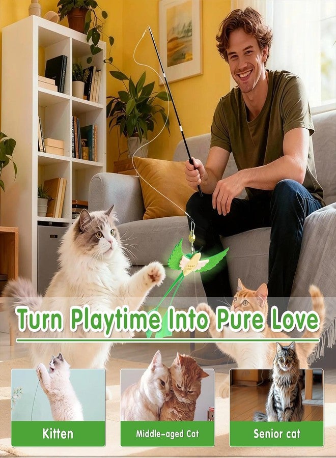 Walfront Interactive Cat Toys - Green Long-Tail Feather & Telescopic Rod | Encourages Jumping, Chasing, Hunting Play | Durable & Flexible | Ideal for Active Cats & Owner-Cat Interaction - Image 5